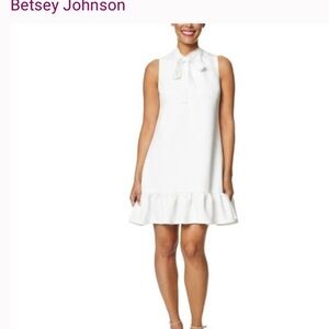 Betsey Johnson White Ruffle Hem Mini Dress